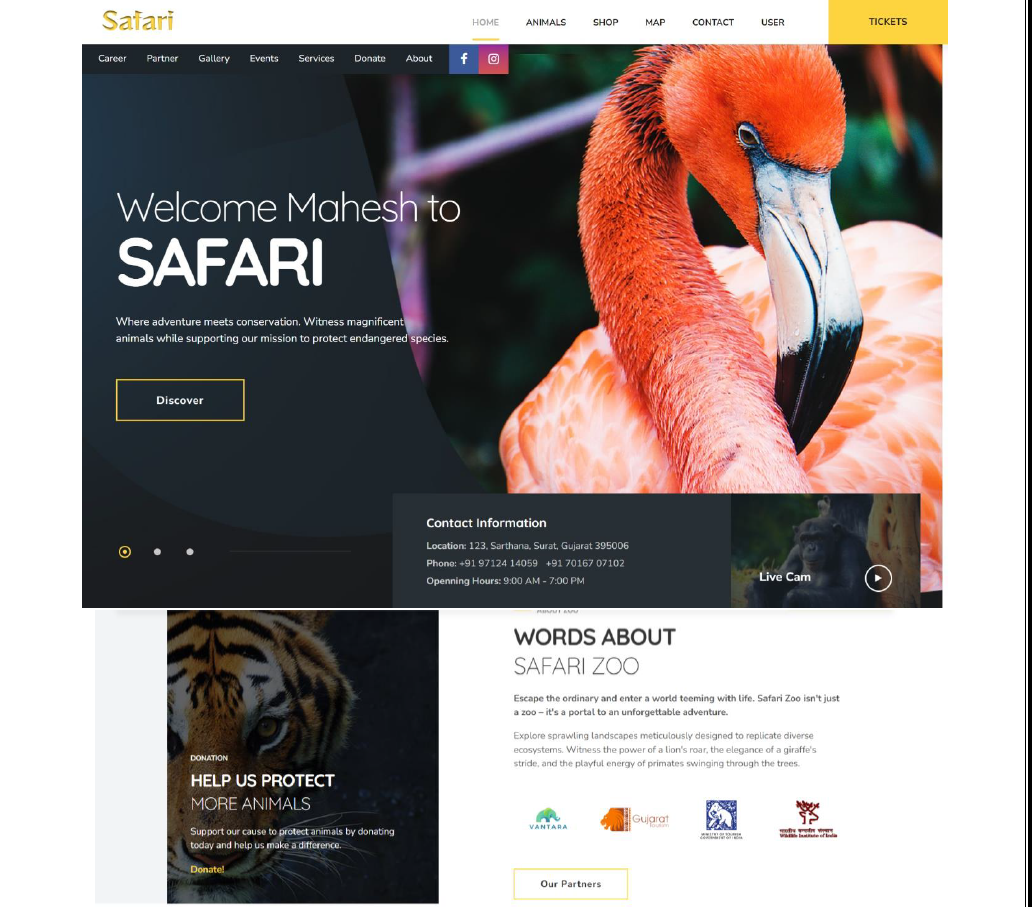 Safari Zoo Management System Screen 2