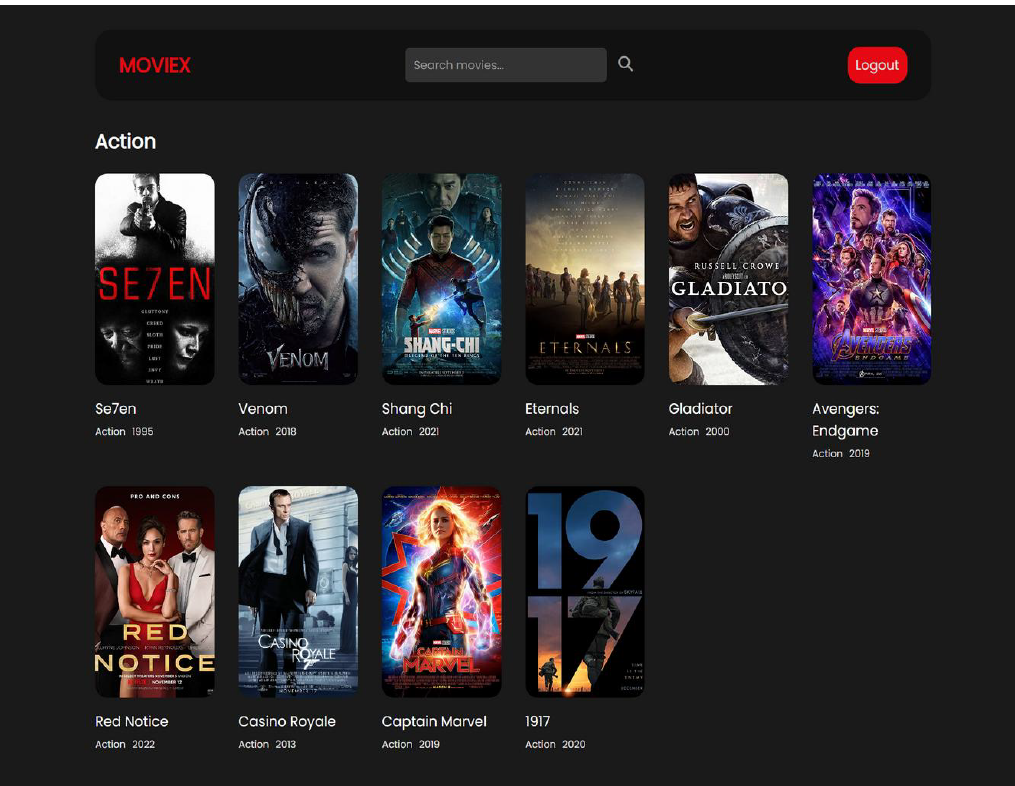 Movie Streaming Website Screen 1