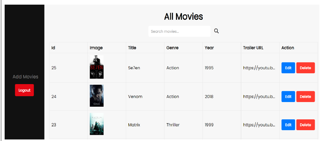 Movie Streaming Website Screen 2