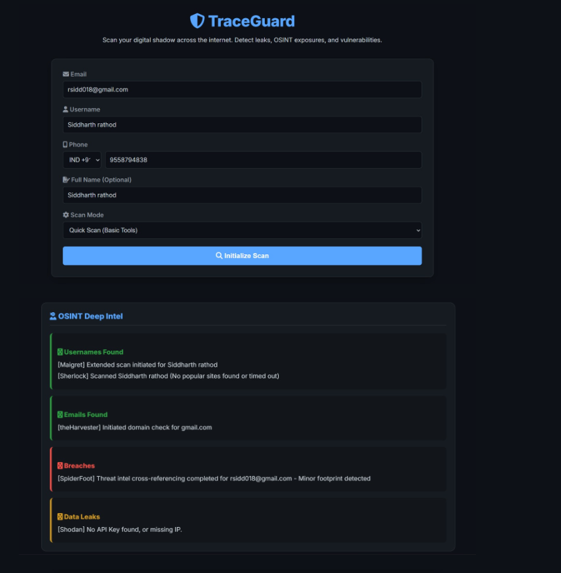 Trace Guard Screen 1